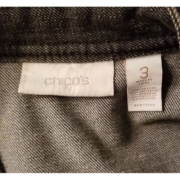 Chico's Sequin Beaded & Embroidered Black Denim Jacket Size 3 Boutique CHIC - Picture 6 of 6